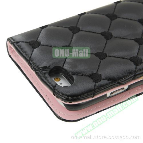 Heart Pattern Diamante Decorated Flip Leather Wallet Case for iPhone 6